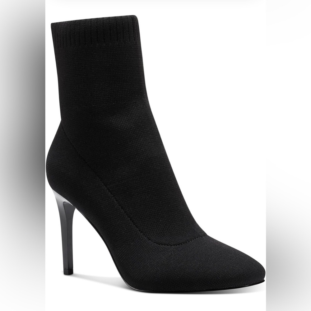 INC Womens Black Knit Sock Styling Vidalia Square Toe Stiletto Booties 8M